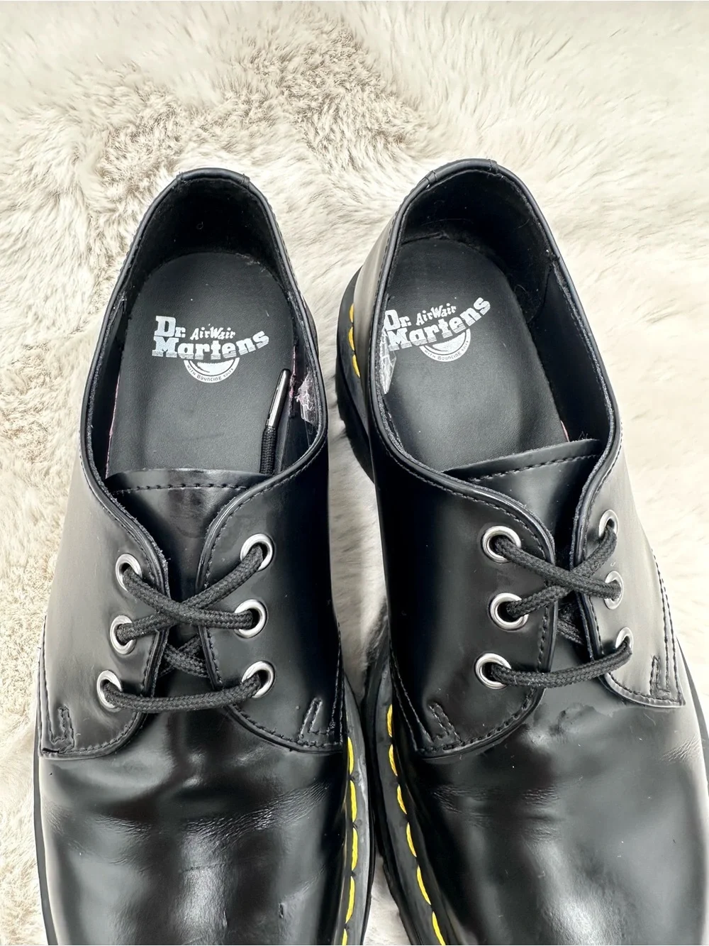 Dr. Martens 1461 Quad Platform Black Smooth Leather Shoes Mens Size 8